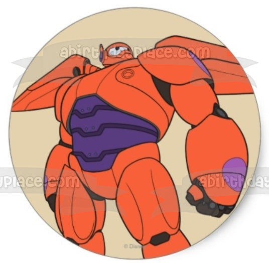 Big Hero 6 Red Baymax Tan Background Edible Cake Topper Image ABPID21865