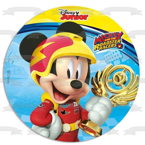 Disney Junior Mickey Mouse and the Roadster Racers Gold Trophy Edible Cake Topper Image ABPID21918