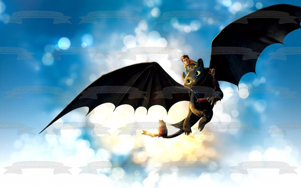 How to Train Your Dragon Toothless Hiccup Flying Edible Cake Topper Image ABPID22094