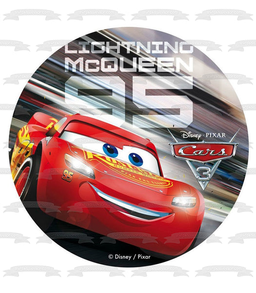 Disney Cars 3 Lightening McQueen Racing Edible Cake Topper Image ABPID22109