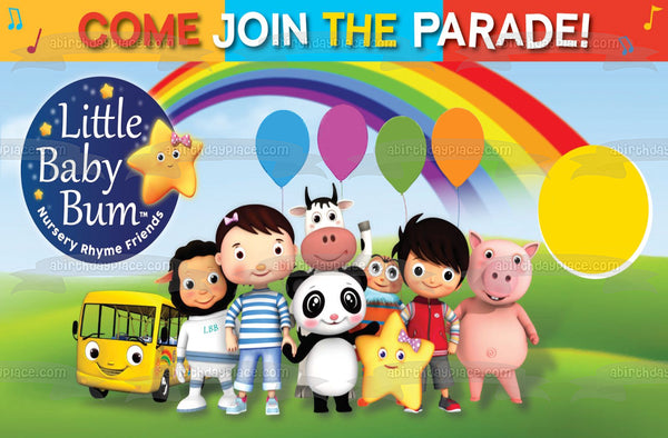 Little Baby Bum Come Join the Parade Jacus Twinkle The Star Yellow Bus Edible Cake Topper Image ABPID22111