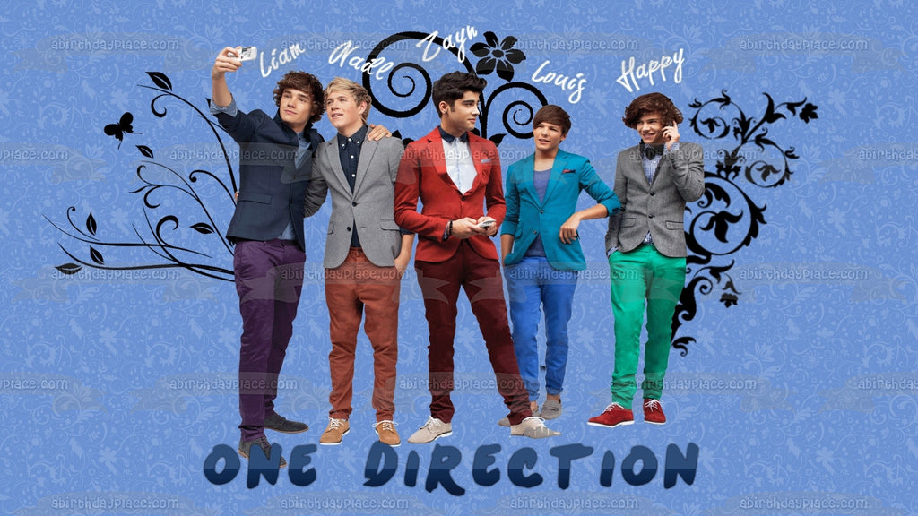 One Direction Louis Zayn Niall Liam Harry Blue Background Edible Cake – A  Birthday Place