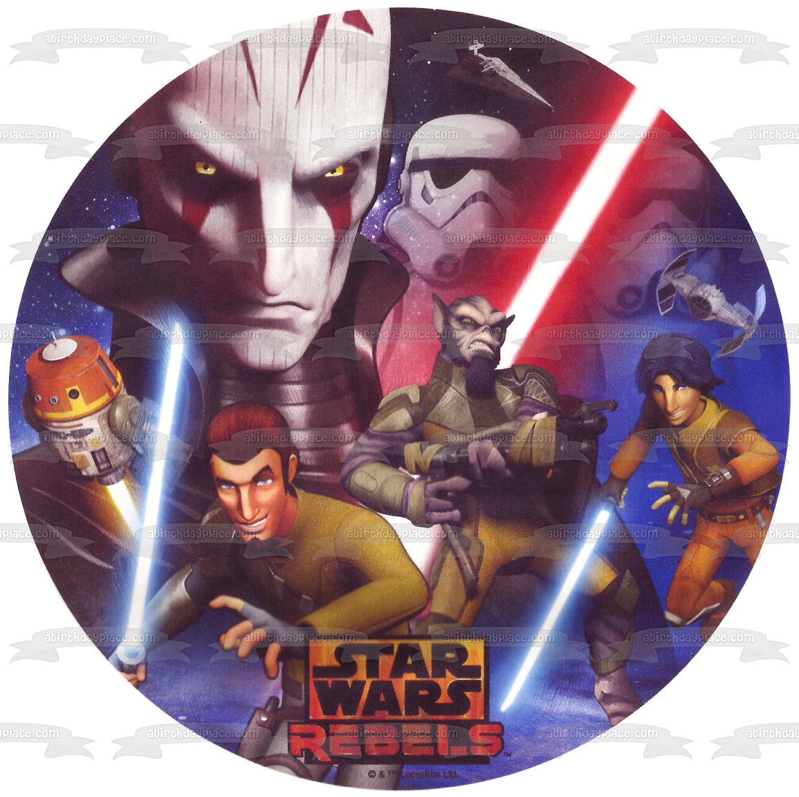 Star Wars Rebels Ezra Bridger el Gran Inquisidor Kanan Jarrus Storm Troopers Imagen comestible para decoración de tartas ABPID24299 