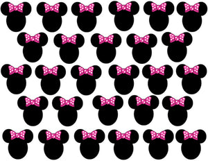 Disney Minnie Mouse Silhouettes Pink Hairbows Edible Cupcake Topper Images ABPID24373