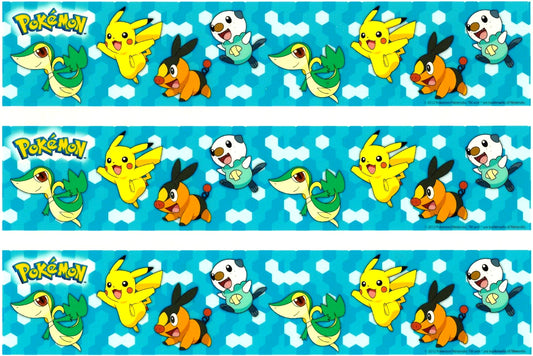 Pokemon Pikachu Tepig Snivy Oshawott fondo azul adorno comestible para tarta tiras de imágenes ABPID24532 