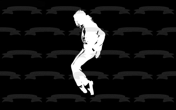 Michael Jackson Moonwalk Black and White Silhouette Edible Cake Topper Image ABPID26855