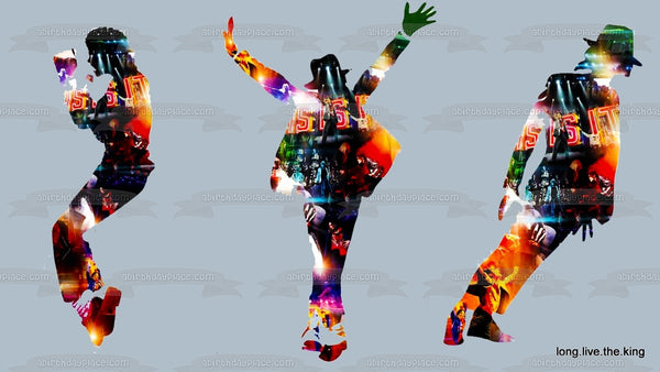 Michael Jackson Dancing Colorful Silhouettes Edible Cake Topper Image ABPID26858