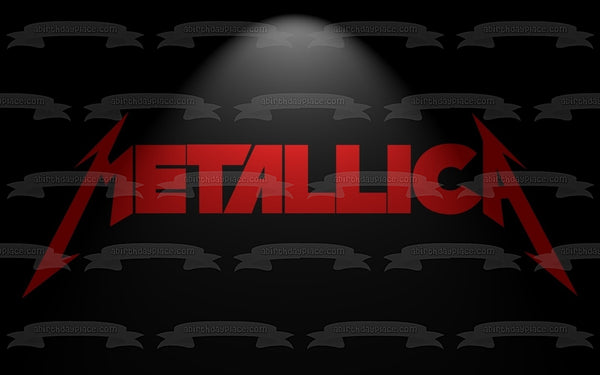 Metallica Red Logo Black Background Edible Cake Topper Image ABPID26875