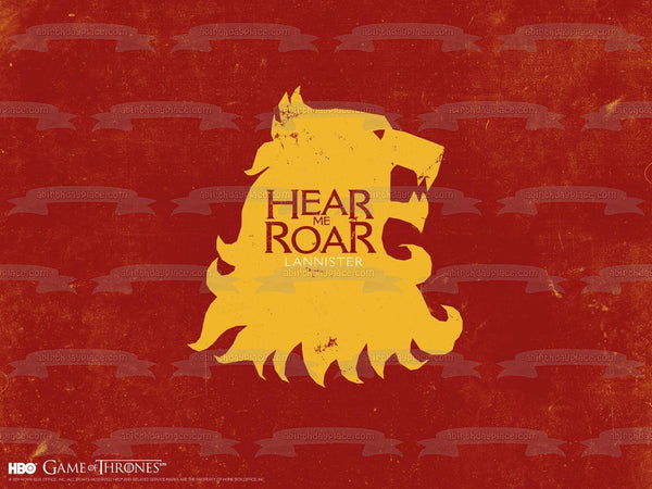 Game of Thrones Lannister House Emblem Hear Me Roar Edible Cake Topper Image ABPID26896