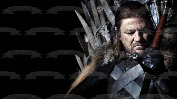 Game of Thrones Eddard Stark Iron Throne Edible Cake Topper Image ABPID26948