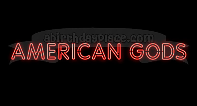 American Gods Logo Black Background Edible Cake Topper Image ABPID26981
