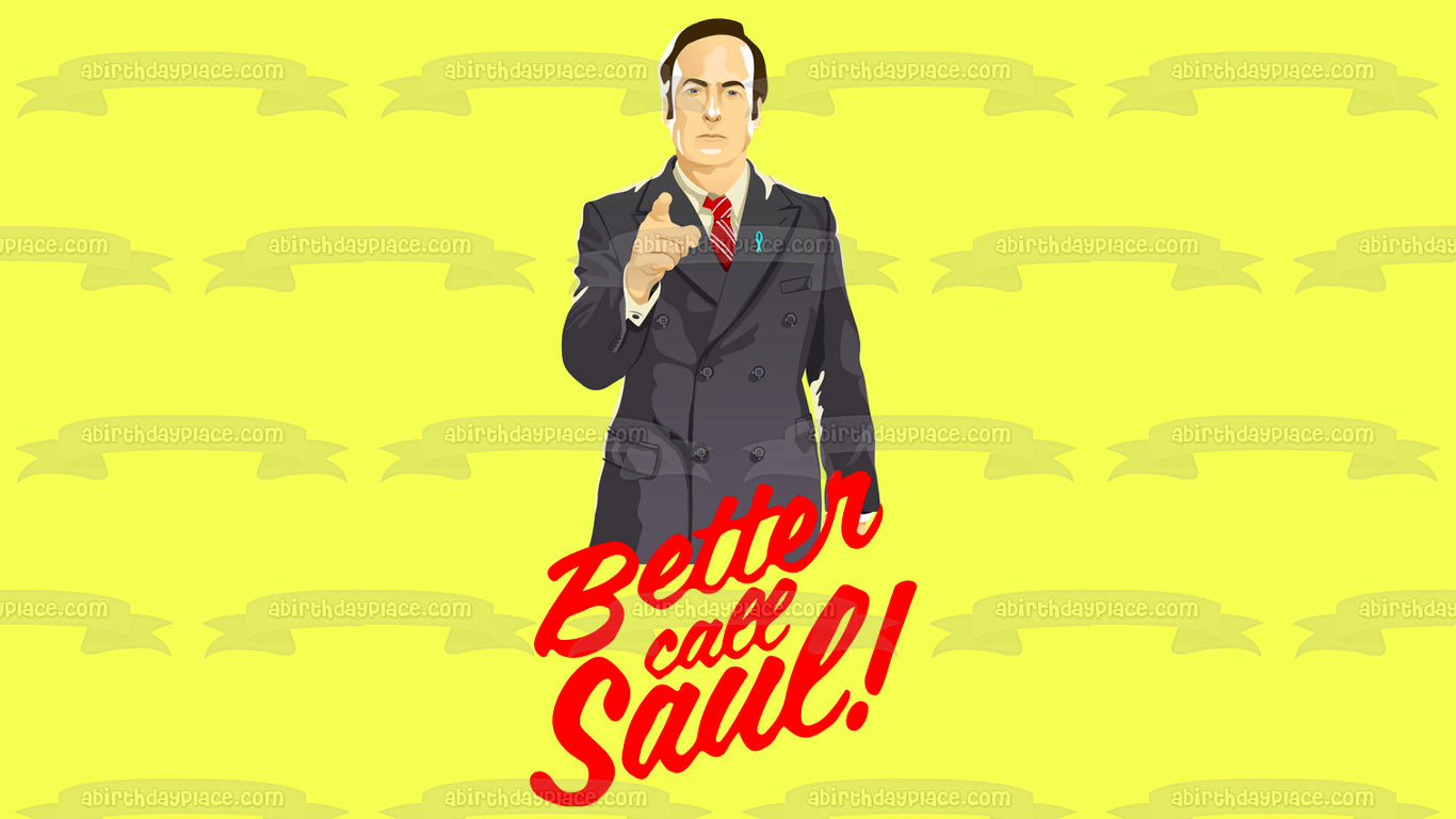 Better Call Saul Cartoon Picture Yellow Background Edible Cake Topper Image ABPID27066