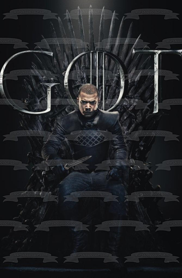 Adorno comestible para tarta con fondo negro y gusano gris de Juego de Tronos, imagen ABPID27219 