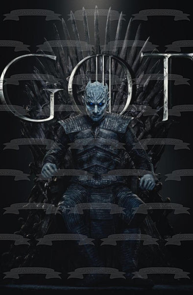 Game of Thrones Iron Throne Night King Black Background Edible Cake Topper Image ABPID27254
