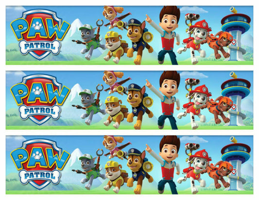 Paw Patrol Chase Everest Skye Zuma Marshall Rocky Ryder Running Mountains Edible Cake Topper Image Strips ABPID27267