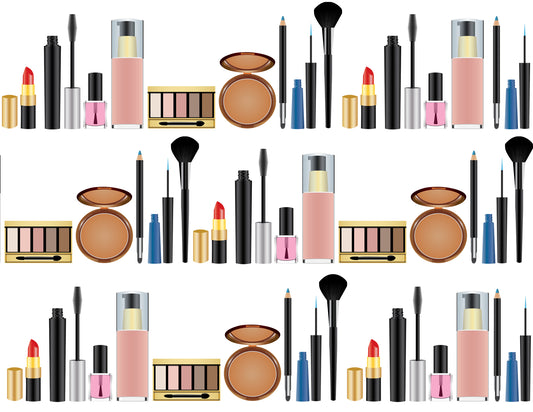 Makeup Lipstick Blush Brushes Perfume Eye Liner Mascara Edible Cake Topper Image Strips ABPID27284