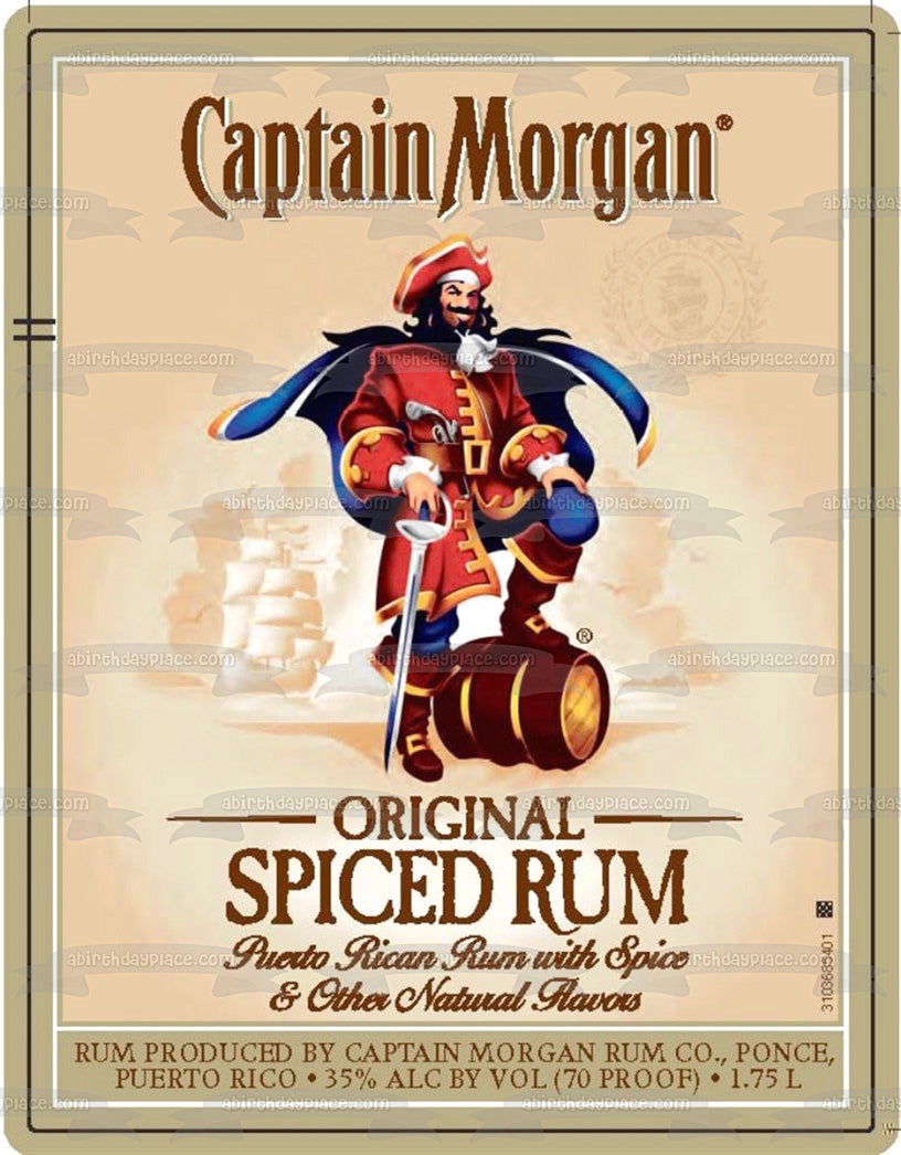 Captain Original Spiced Rum Bottle Label Edible Cake Topper Ima