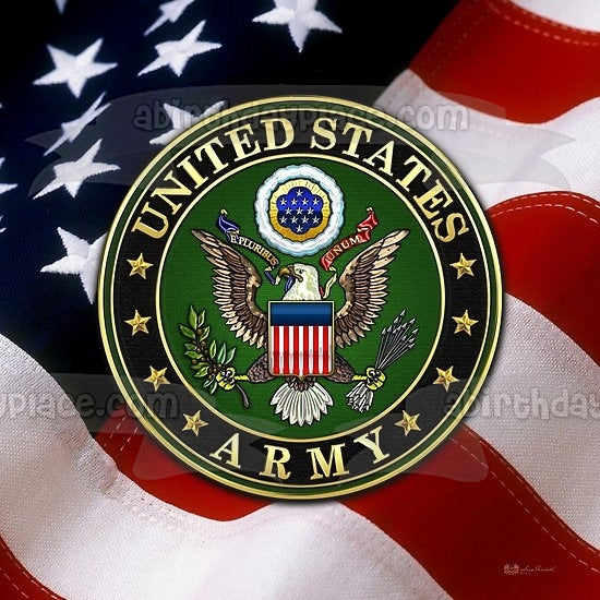 United States Army Emblem Eagle American Flag Edible Cake Topper Image ABPID27504