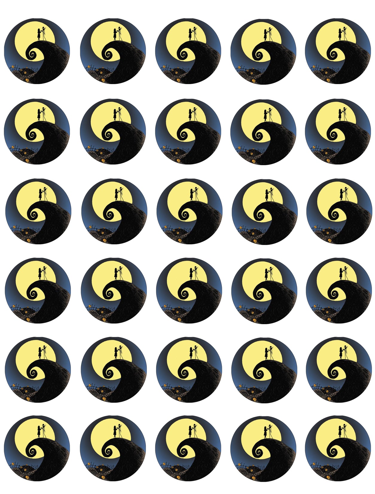 Nightmare Before Christmas Jack Skellington Sally Moonlight Edible Cupcake Topper Images ABPID27567