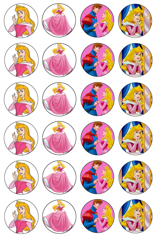 Disney Bella Durmiente Aurora Príncipe vestido de baile bailando comestible Cupcake Topper imágenes ABPID27608 