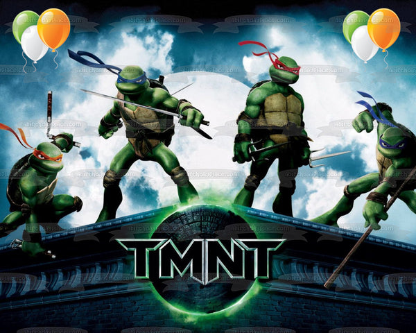 Teenage Mutant Ninja Turtles Donatello Michaelangelo Leonardo Raphael Tmnt Weapons Party Balloons Edible Cake Topper Image ABPID27816