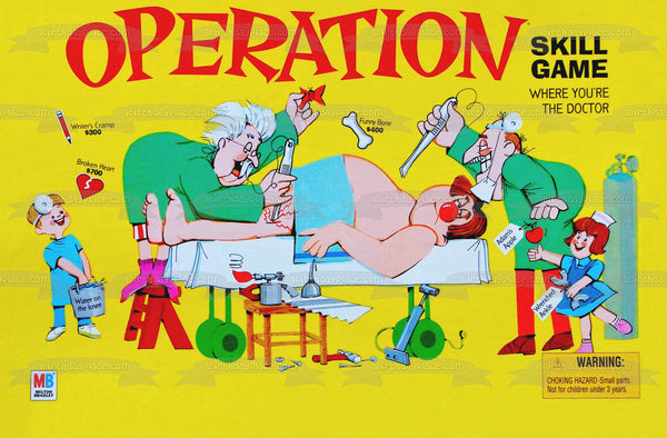 Operation Game Cover Mattel Doctors Kids Bones Edible Cake Topper Image ABPID28013