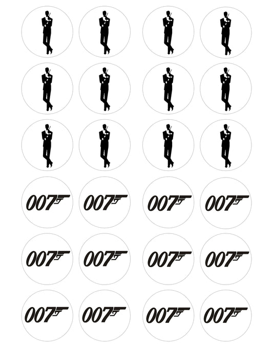 James Bond 007 Silhouette 007 Logo Edible Cupcake Topper Images ABPID28033