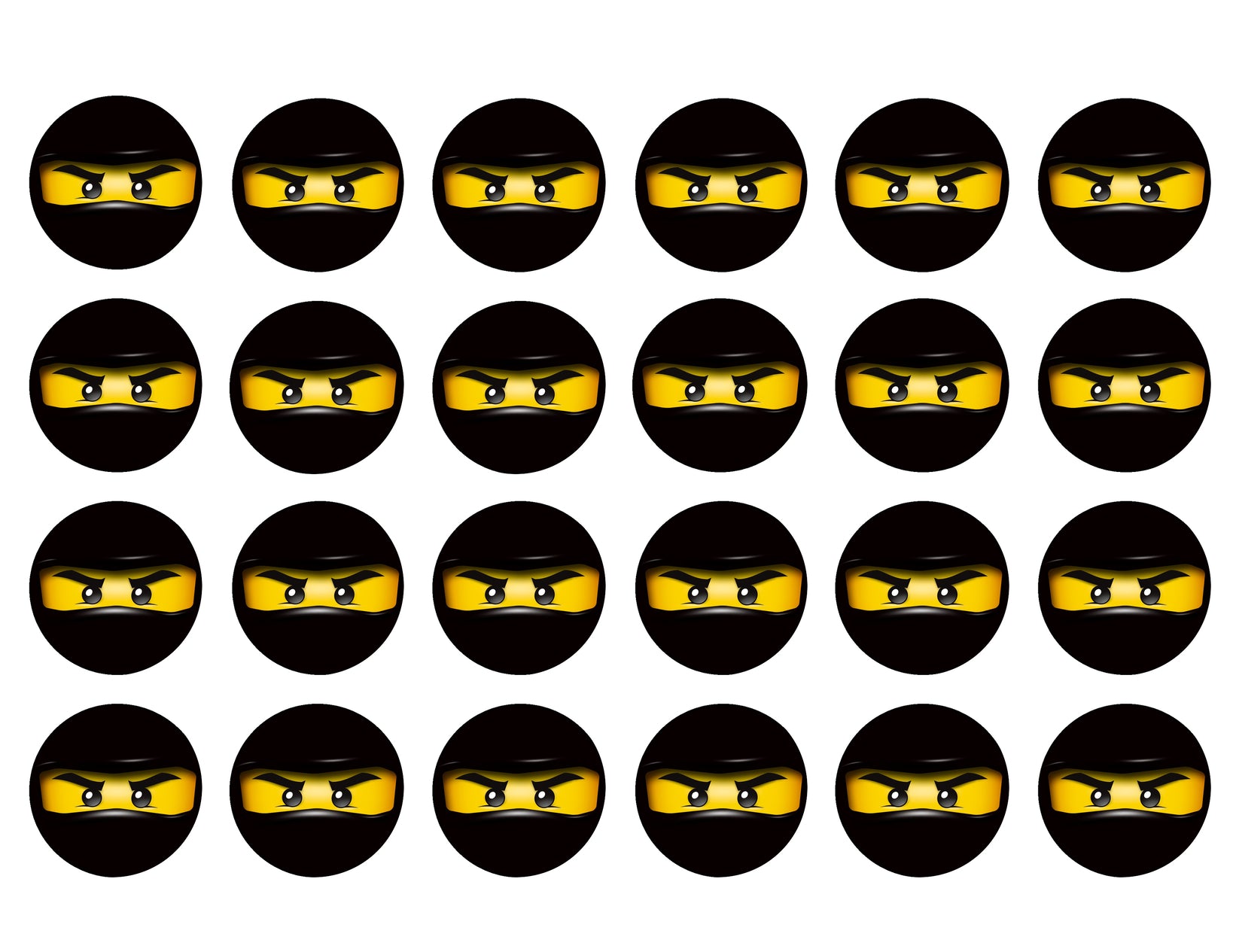 LEGO Ninjago Black Ninga Faces Edible Cupcake Topper Images ABPID49579