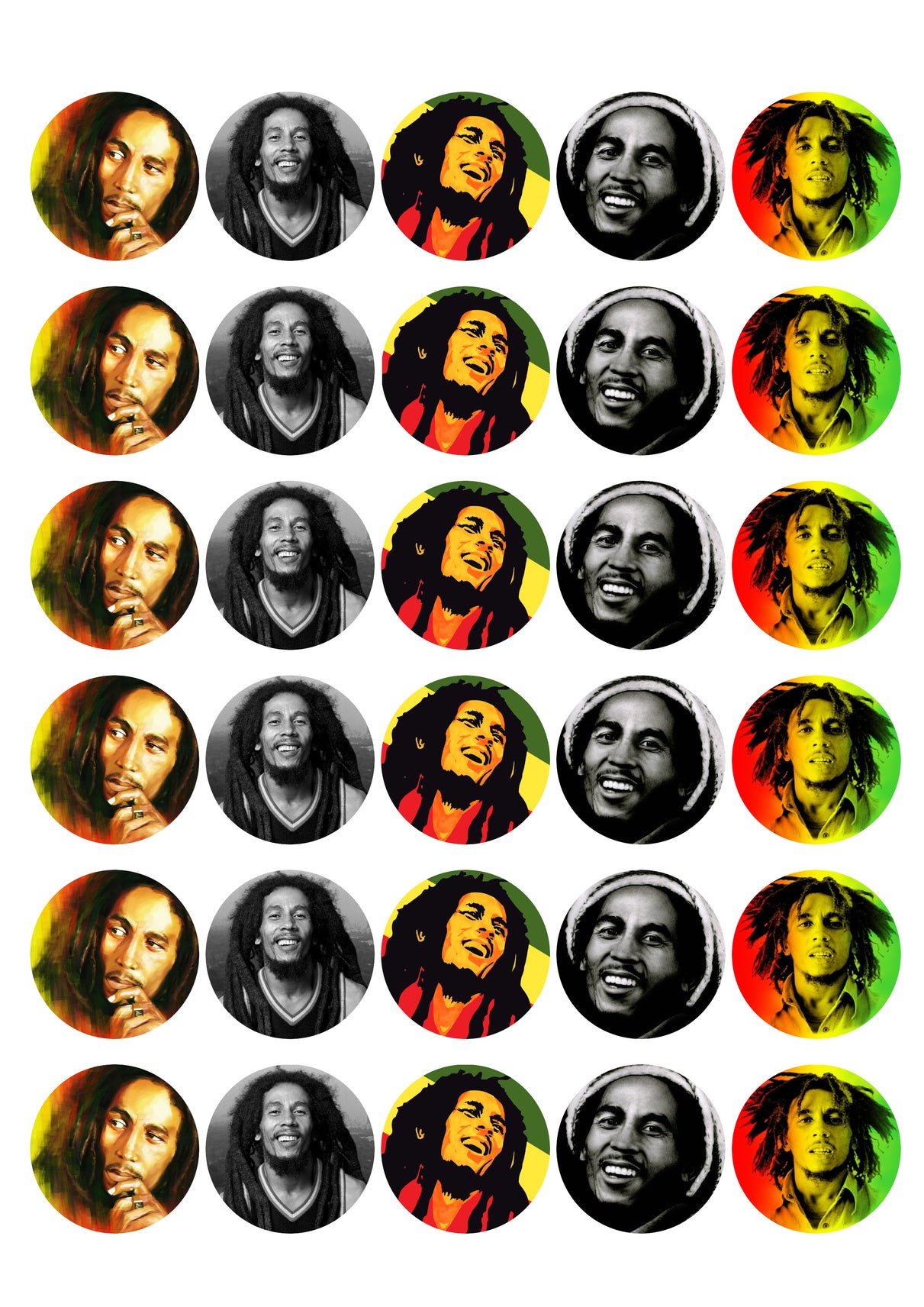 Bob Marley Assorted Pictures Edible Cupcake Topper Images ABPID49817