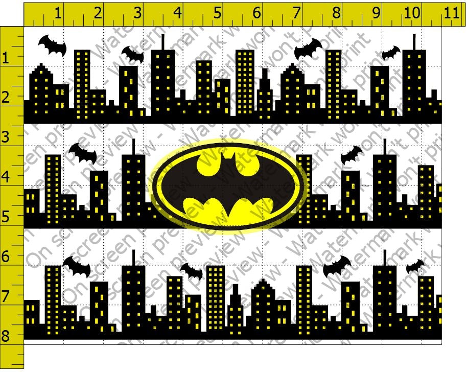 3 Batman City Scape Bats Strips Edible Cake Decoration Edible Cake Topper Image Strips ABPID50286