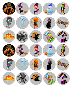 Happy Halloween Witch Ghost Black Cat Spider Mummy Jack-O-Lantern Edible Cupcake Topper Images ABPID50320