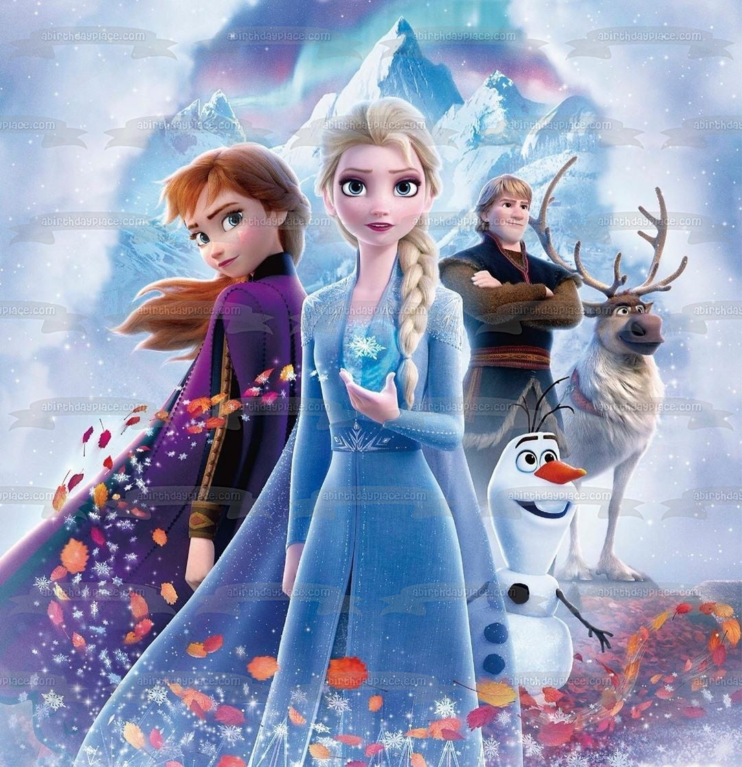 Disney Frozen 2 Into the Unknown Anna Elsa Kristoff Sven Olaf Imagen comestible para decoración de tarta ABPID50338 