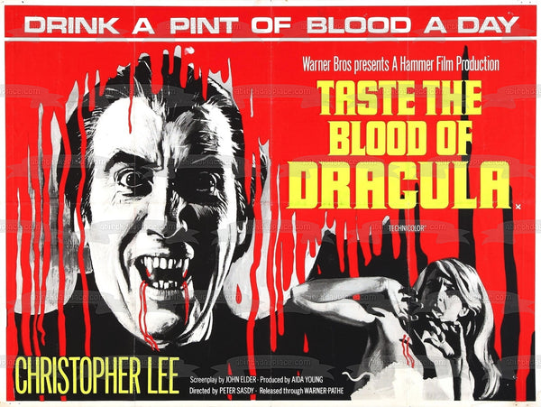 Classic Dracula Movie Poster Christopher Lee Edible Cake Topper Image ABPID50353