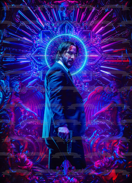 John Wick Parabellum Movie Poster Keanu Reeves Neo-Noir Baba Yaga Edible Cake Topper Image ABPID50430