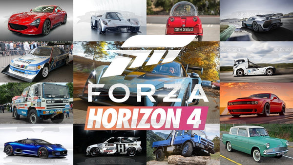 Forza Horizon 4 Cars Collage Racing Cars Aston Martin DB5 Edible Cake Topper Image ABPID50516