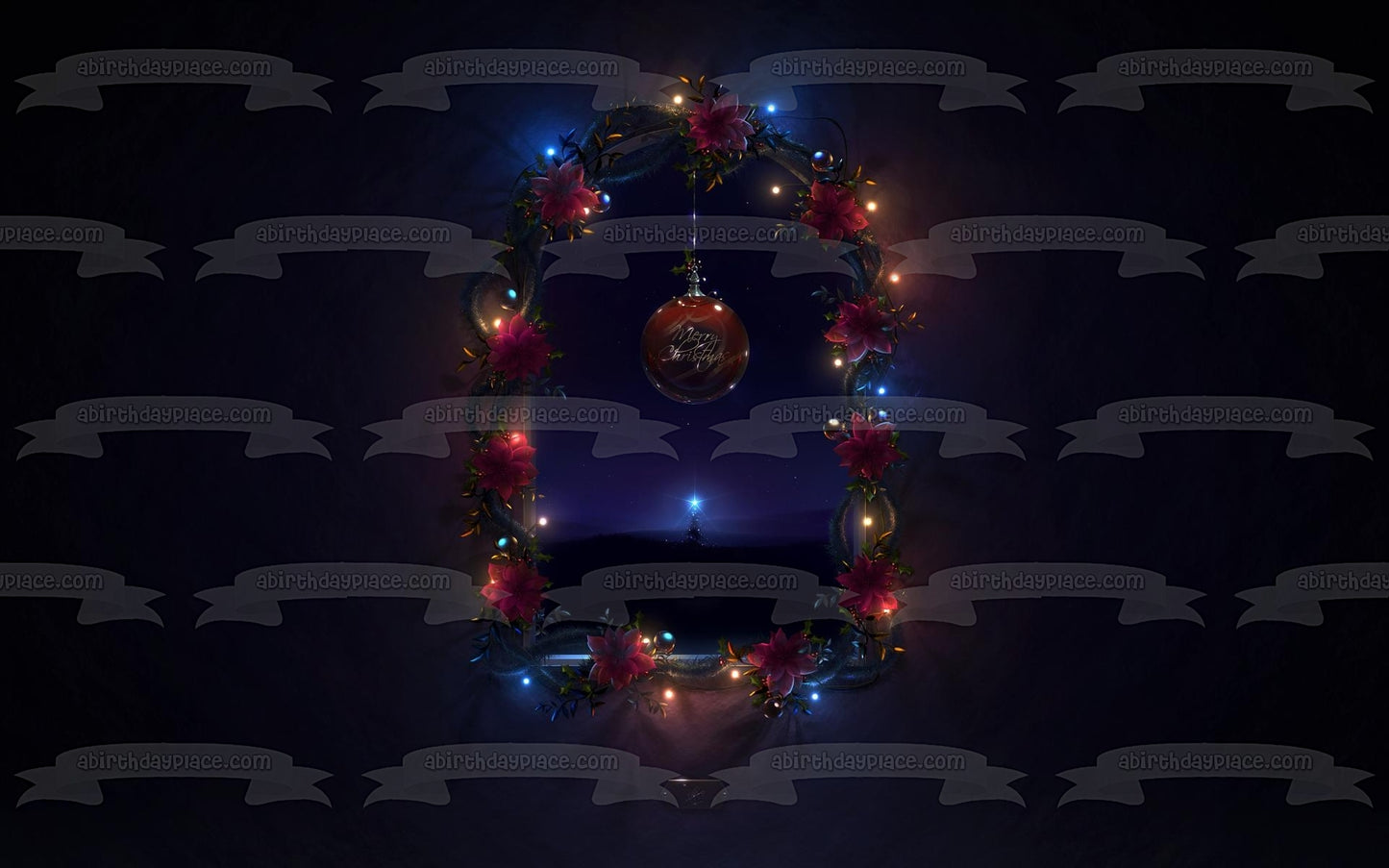 Adorno de bola de luces navideñas para ventana, adorno comestible para pastel, imagen ABPID50598 