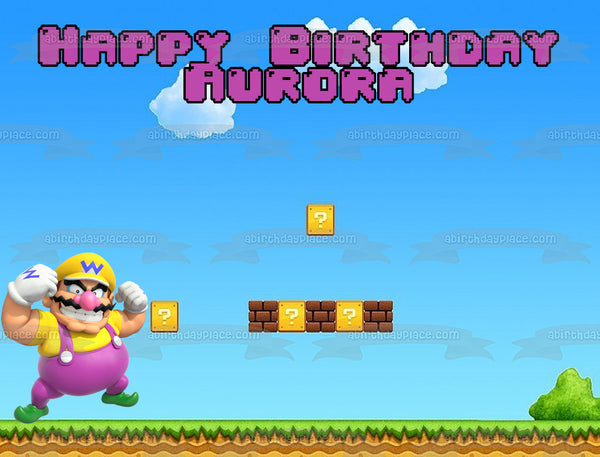 Wario Super Mario Smash Brothers Personalized Edible Cake Topper Image ABPID50657