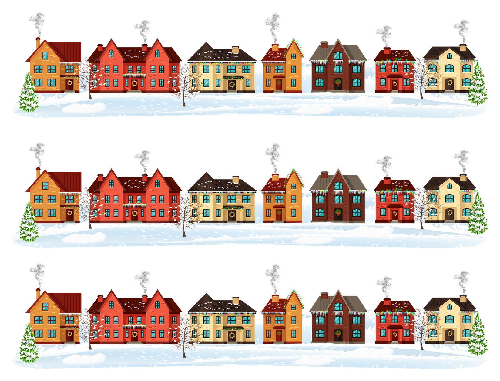 Christmas Houses Town Strips Edible Cake Topper Image Strips ABPID50710