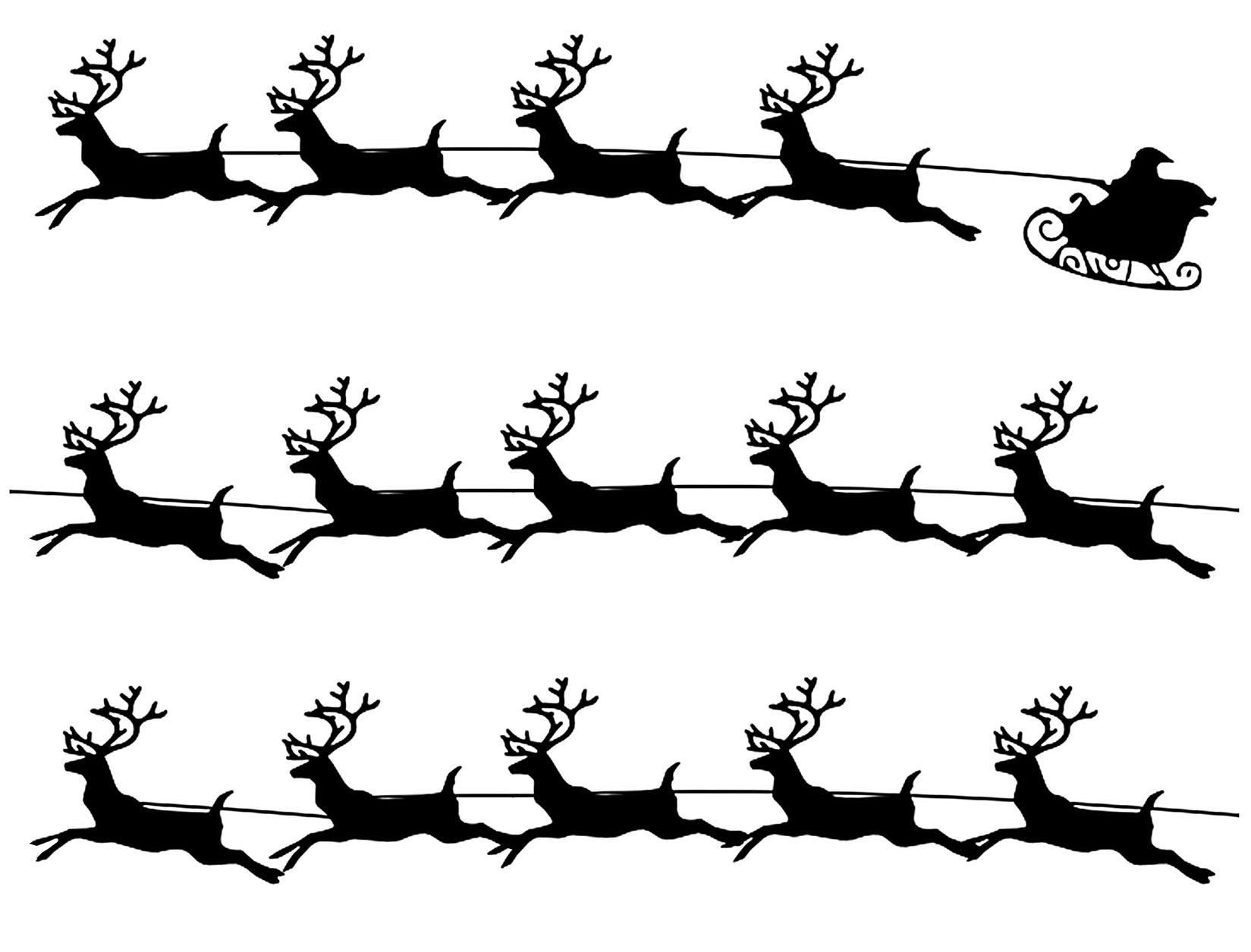 Santa Sleigh Reindeer Strips Edible Cake Topper Image Strips ABPID50712