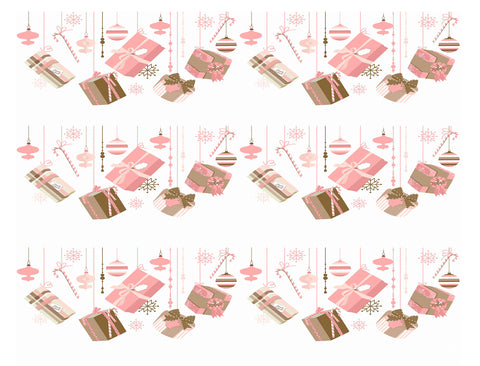 Pink Gifts Candy Cane Ornaments Holiday Strips Edible Cake Topper Image Strips ABPID50713