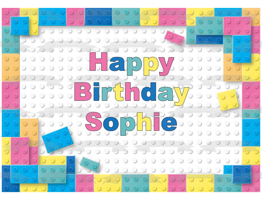 Pastel LEGO Blocks Frame Personalized Edible Cake Topper Image ABPID50 – A  Birthday Place