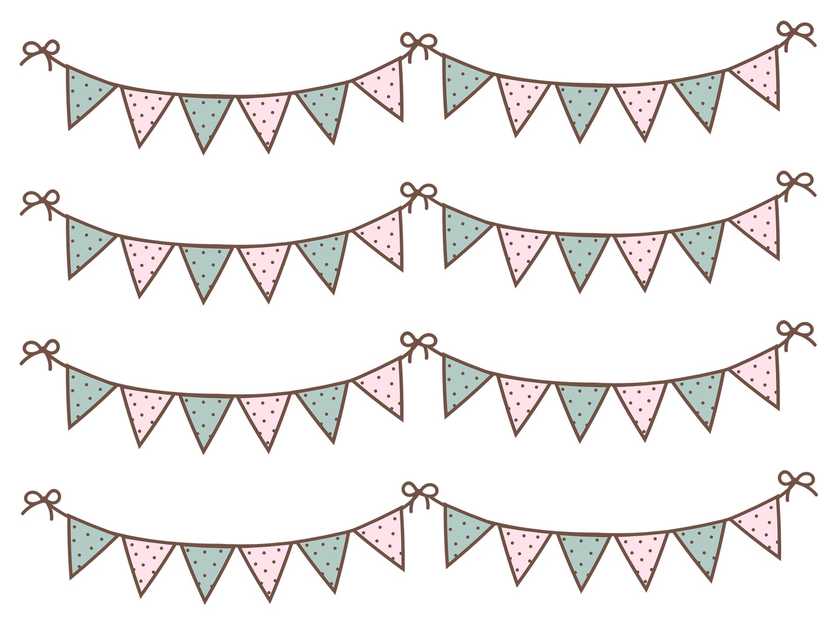 Pink Mint Green Brown Polka Dot Banner Strips Edible Cake Topper Image Strips ABPID50784