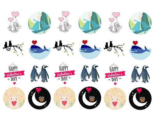 Feliz día de San Valentín, varios bichos lindos, adornos comestibles para cupcakes, imágenes ABPID50844 