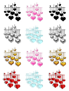 Hanging Hearts Colorful Assortment Edible Cupcake Topper Images ABPID50847