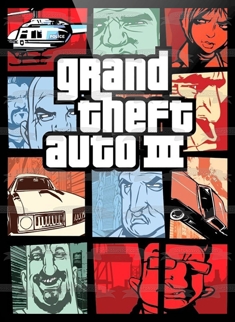 Grand Theft Auto Three Video Game Cover Edible Cake Topper Image ABPID50915