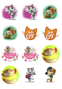 44 Cats Lampo Milday Meatball Pilou Assorted Pictures Poses Edible Cupcake Topper Images ABPID50936