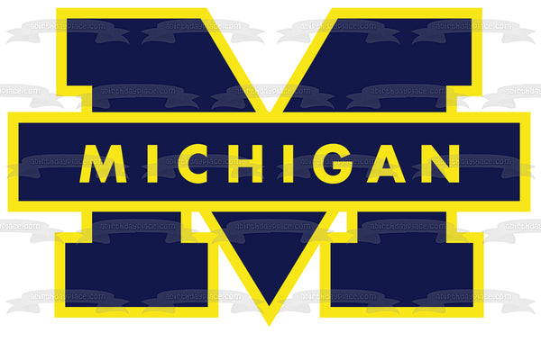 University of Michigan Wolverines Logo NCAA College Sports Edible Cake Topper Image ABPID51000