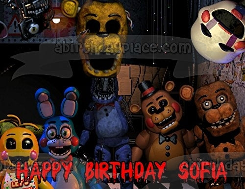Personalized Five Nights at Freddy's Chica Bonnie Freddy Fazbear Edible Cake Topper Image ABPID51009
