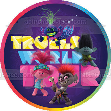 Trolls World Tour King Trollex Branch Princess Poppy Queen Barb Edible Cake Topper Image ABPID51062