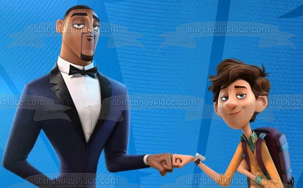 Spies In Disguise Lance Sterling Walter Beckett Blue Background Edible Cake Topper Image ABPID51106